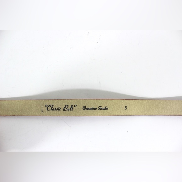 80’s Red Genuine Snake Leather Belt with Gold and Silver Buckle, Small S - Picture 6 of 7